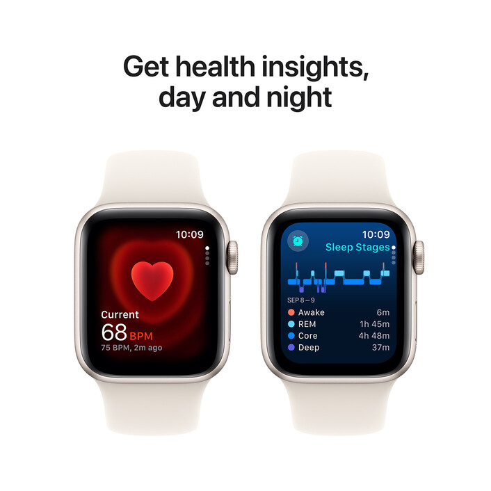 Apple Watch SE GPS, Aluminium polarstern, 40mm mit Sportarmband, polarstern - S/M