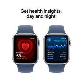 Sie sehen das Produktbild 09 von Apple Watch SE GPS, Aluminium silber, 44mm mit Sportarmband, denim - S/M> Apple Watch SE GPS, Aluminium silber, 44mm mit Sportarmband, denim - S/M>