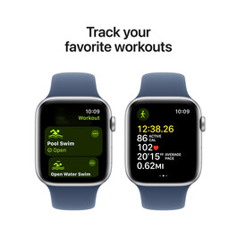 Sie sehen das Produktbild 11 von Apple Watch SE GPS, Aluminium silber, 44mm mit Sportarmband, denim - S/M> Apple Watch SE GPS, Aluminium silber, 44mm mit Sportarmband, denim - S/M>