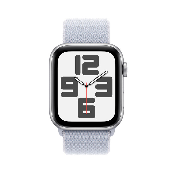 Apple Watch SE GPS, Aluminium silber, 44mm mit Sport Loop, wolkenblau>
