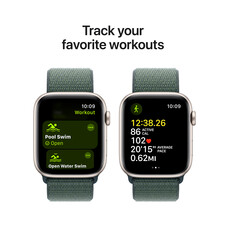Apple Watch SE GPS, Aluminium polarstern, 44mm mit Sport Loop, seegrün>