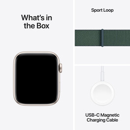 Apple Watch SE GPS, Aluminium polarstern, 44mm mit Sport Loop, seegrün>