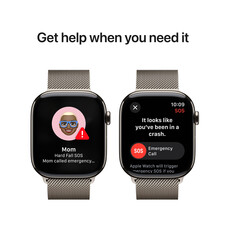 Apple Watch Series 10 GPS + Cellular, Titan natur, 46mm mit Milanaise-Armband, natur - S/M