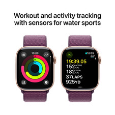 Apple Watch Series 10 GPS + Cellular, Aluminium rosé, 46mm mit Sport Loop, pflaume&gt;