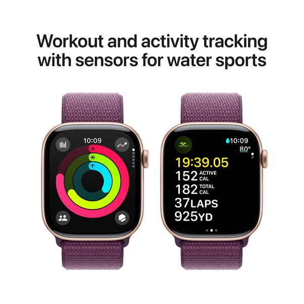 Apple Watch Series 10 GPS + Cellular, Aluminium rosé, 46mm mit Sport Loop, pflaume&gt;
