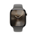 Apple Watch Series 10 GPS + Cellular, Titan natur, 46mm mit Sportarmband, steingrau - S/M