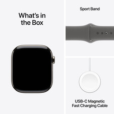 Apple Watch Series 10 GPS + Cellular, Titan natur, 46mm mit Sportarmband, steingrau - M/L>