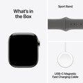 Apple Watch Series 10 GPS + Cellular, Titan natur, 46mm mit Sportarmband, steingrau - M/L>