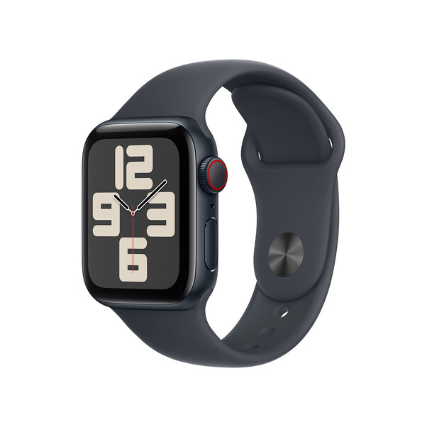 Apple Watch SE GPS + Cellular, Aluminium mitternacht, 40mm mit Sportarmband, mitternacht - S/M>