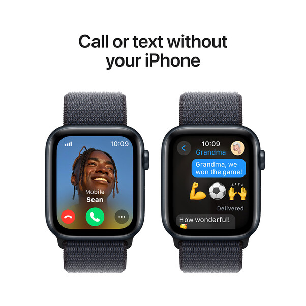 Apple Watch SE GPS + Cellular, Aluminium mitternacht, 44mm mit Sport Loop, tinte