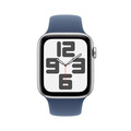 Apple Watch SE GPS + Cellular, Aluminium silber, 44mm mit Sportarmband, denim - S/M