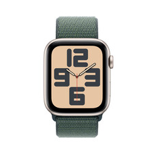 Apple Watch SE GPS + Cellular, Aluminium polarstern, 44mm mit Sport Loop, seegrün