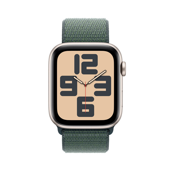 Apple Watch SE GPS + Cellular, Aluminium polarstern, 44mm mit Sport Loop, seegrün