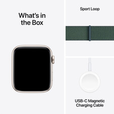 Apple Watch SE GPS + Cellular, Aluminium polarstern, 44mm mit Sport Loop, seegrün