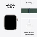 Apple Watch SE GPS + Cellular, Aluminium polarstern, 44mm mit Sport Loop, seegrün