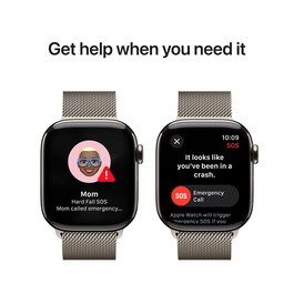 Apple Watch Series 10 GPS + Cellular, Titan natur, 42mm mit Milanaise-Armband, natur