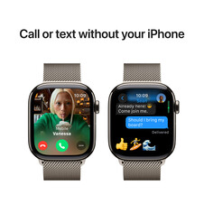 Apple Watch Series 10 GPS + Cellular, Titan natur, 42mm mit Milanaise-Armband, natur
