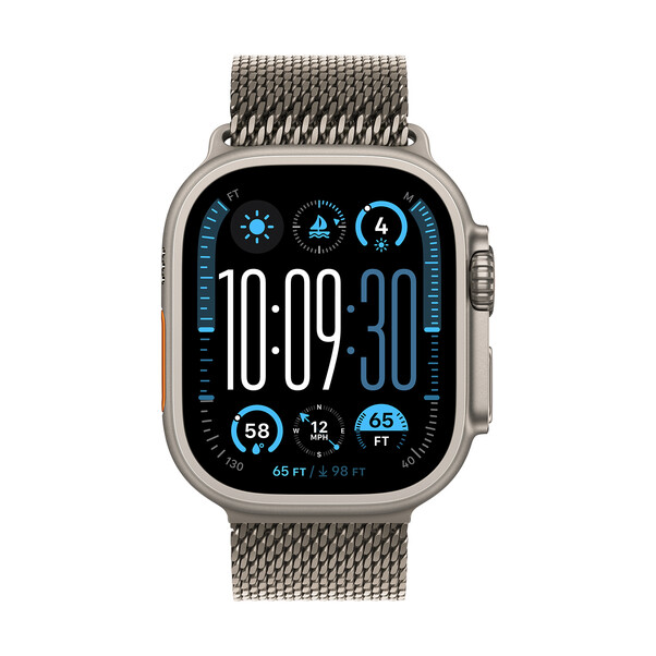 Sie sehen das Produktbild 02 von Apple Watch 49mm Milanaise Armband, Titan natur - medium Apple Watch 49mm Milanaise Armband, Titan natur - medium