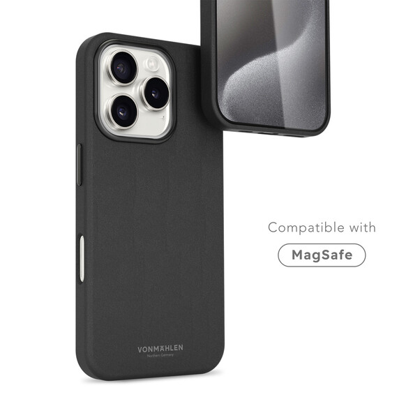 Sie sehen das Produktbild 03 von Vonmählen Kunstleder-Case für iPhone 16 Pro Max, schwarz Vonmählen Kunstleder-Case für iPhone 16 Pro Max, schwarz