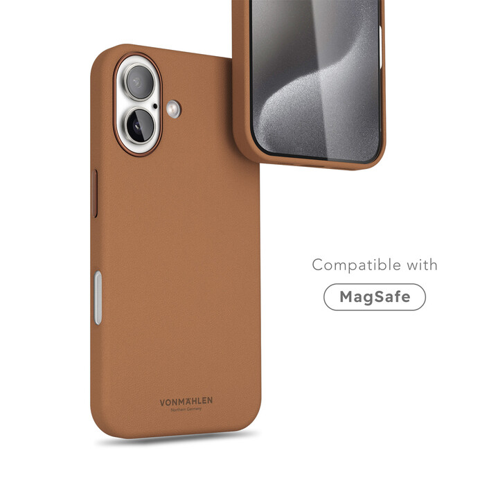 Vonmählen Kunstleder-Case für iPhone 16 Plus, braun