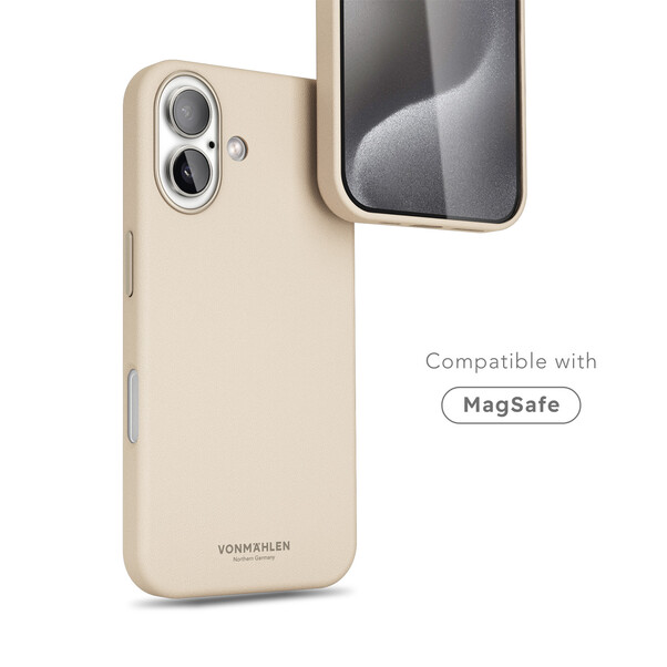 Sie sehen das Produktbild 03 von Vonmählen Kunstleder-Case für iPhone 16, beige Vonmählen Kunstleder-Case für iPhone 16, beige