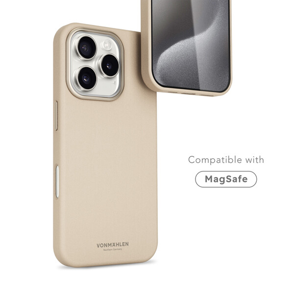 Sie sehen das Produktbild 03 von Vonmählen Kunstleder-Case für iPhone 16 Pro, beige Vonmählen Kunstleder-Case für iPhone 16 Pro, beige