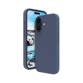 Sie sehen das Produkt dbramante Monaco Silikoncase mit MagSafe für iPhone 16 Plus, blau, Produktbild: 01 dbramante Monaco Silikoncase mit MagSafe für iPhone 16 Plus, blau