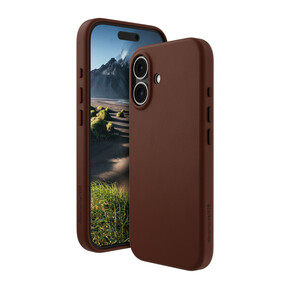 Sie sehen das Produkt dbramante Roskilde Leder-Case mit MagSafe für iPhone 16 Plus, braun, Produktbild: 01 dbramante Roskilde Leder-Case mit MagSafe für iPhone 16 Plus, braun