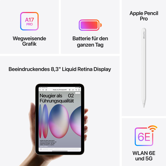 iPad mini Wi-Fi + Cellular, 128GB, violett, 8,3" (7. Gen.)