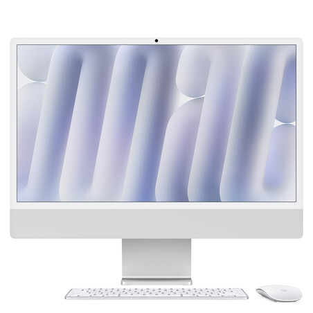 iMac 24" mit 4.5K Retina Display mit Nanotexturglas, M4 Chip 10-Core CPU und 10-Core GPU, 16GB, 256GB SSD, silber