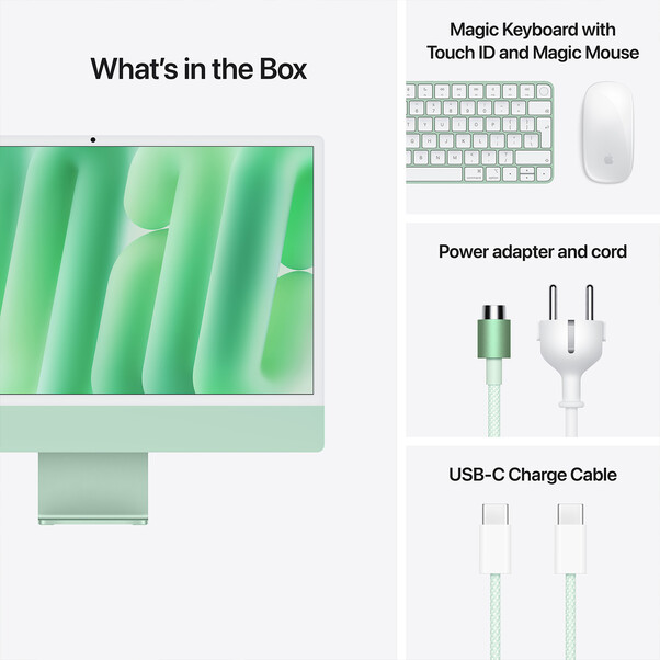 iMac 24" mit 4.5K Retina Display, M4 Chip 8-Core CPU und 8-Core GPU, 16GB, 256GB SSD, grün