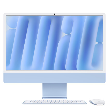 Sie sehen das Produktbild 01 von iMac 24" mit 4.5K Retina Display, M4 Chip 10-Core CPU und 10-Core GPU, 16GB, 256GB SSD, blau iMac 24" mit 4.5K Retina Display, M4 Chip 10-Core CPU und 10-Core GPU, 16GB, 256GB SSD, blau