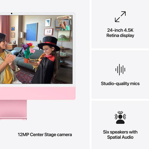 Sie sehen das Produktbild 07 von iMac 24" mit 4.5K Retina Display, M4 Chip 10-Core CPU und 10-Core GPU, 24GB, 512GB SSD, pink iMac 24" mit 4.5K Retina Display, M4 Chip 10-Core CPU und 10-Core GPU, 24GB, 512GB SSD, pink