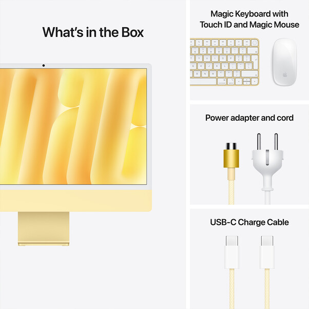 iMac 24" mit 4.5K Retina Display, M4 Chip 8-Core CPU und 8-Core GPU, 16GB, 256GB SSD, gelb