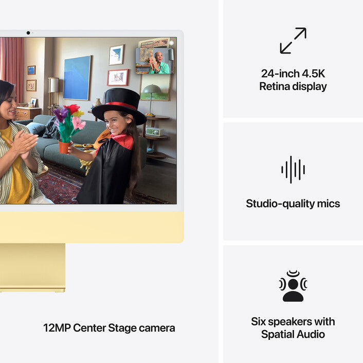 iMac 24" mit 4.5K Retina Display, M4 Chip 10-Core CPU und 10-Core GPU, 16GB, 256GB SSD, gelb