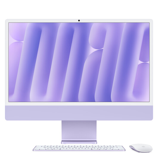 Sie sehen das Produktbild 01 von iMac 24" mit 4.5K Retina Display, M4 Chip 10-Core CPU und 10-Core GPU, 16GB, 512GB SSD, violett iMac 24" mit 4.5K Retina Display, M4 Chip 10-Core CPU und 10-Core GPU, 16GB, 512GB SSD, violett