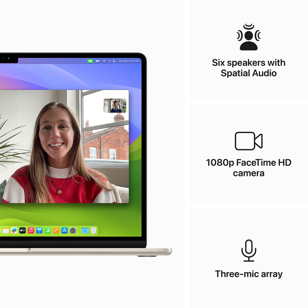 MacBook Air 15" mit M3 Chip, 8-Core CPU und 10-Core GPU, 16GB, 256GB SSD, polarstern>