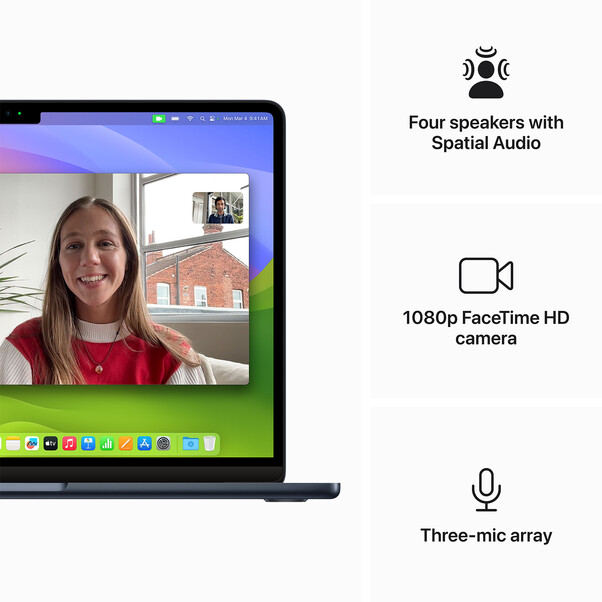 MacBook Air 13" mit M3 Chip, 8-Core CPU und 10-Core GPU, 24GB, 512GB SSD, mitternacht>