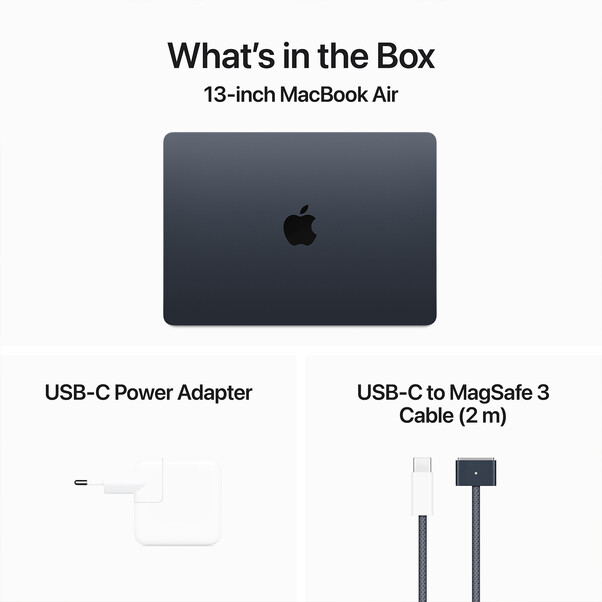 MacBook Air 13" mit M3 Chip, 8-Core CPU und 10-Core GPU, 24GB, 512GB SSD, mitternacht>