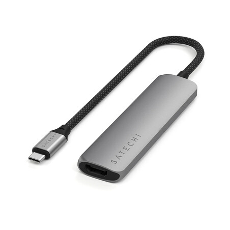 Sie sehen das Produktbild 01 von Satechi USB-C 4-in-1 Slim Multiport Adapter 4K, space grau Satechi USB-C 4-in-1 Slim Multiport Adapter 4K, space grau