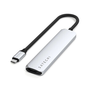 Sie sehen das Produkt Satechi USB-C 6-in-1 Slim Multiport Adapter, silber, Produktbild: 01 Satechi USB-C 6-in-1 Slim Multiport Adapter, silber