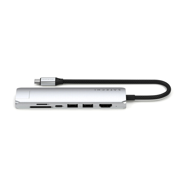 Sie sehen das Produktbild 02 von Satechi USB-C 7-in-1 Slim Multiport Adapter mit Ethernet, silber Satechi USB-C 7-in-1 Slim Multiport Adapter mit Ethernet, silber