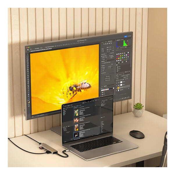 Satechi USB-C 7-in-1 Slim Multiport Adapter mit Ethernet, silber