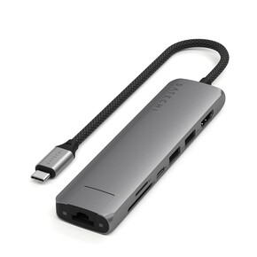 Satechi USB-C 7-in-1 Slim Multiport Adapter mit Ethernet, space grau