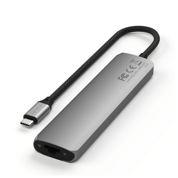 Satechi USB-C 7-in-1 Slim Multiport Adapter mit Ethernet, space grau