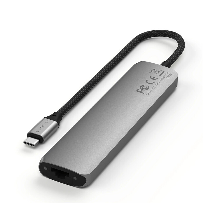 Sie sehen das Produktbild 03 von Satechi USB-C 7-in-1 Slim Multiport Adapter mit Ethernet, space grau Satechi USB-C 7-in-1 Slim Multiport Adapter mit Ethernet, space grau