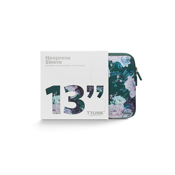 Trunk Neopren Sleeve für MacBook Air (2022/2024) 13&quot;, Green Flower