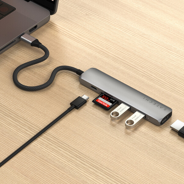 Satechi USB-C 6-in 1 Slim Multiport Adapter 4K, space grau