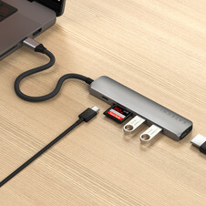 Satechi USB-C 6-in 1 Slim Multiport Adapter 4K, space grau