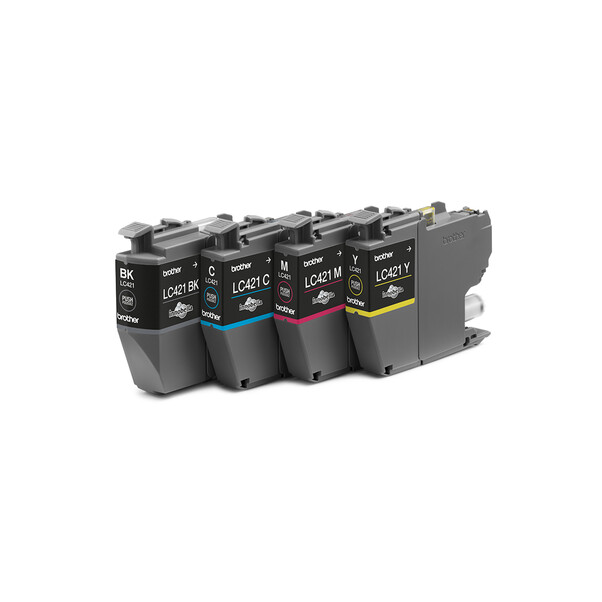 BROTHER LC421VAL Farbtintenset (bestehend aus 4 Tintenpatronen: Schwarz, Cyan, Magenta, Gelb)